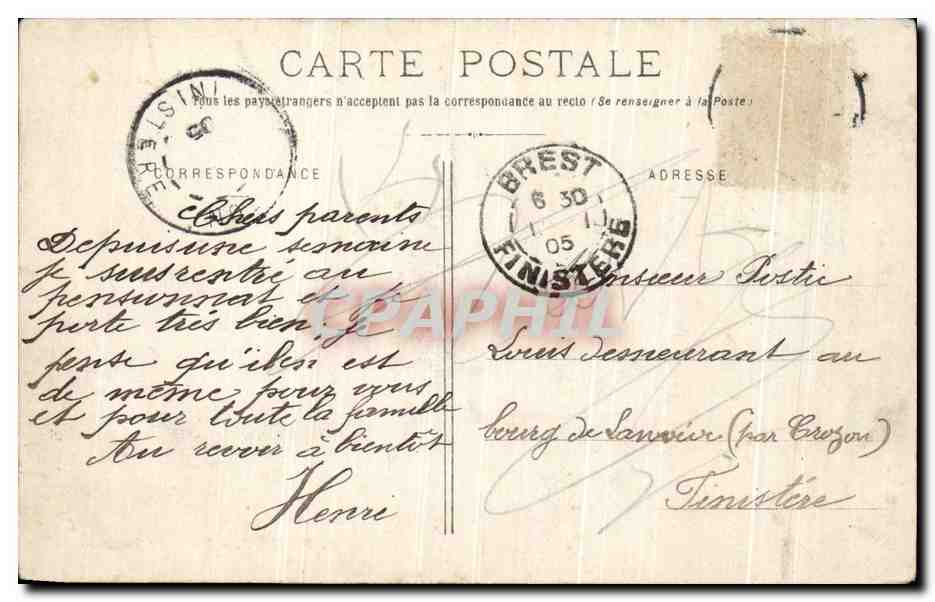 CPA Brest Rue de La Mairie Enfants — Rückseite