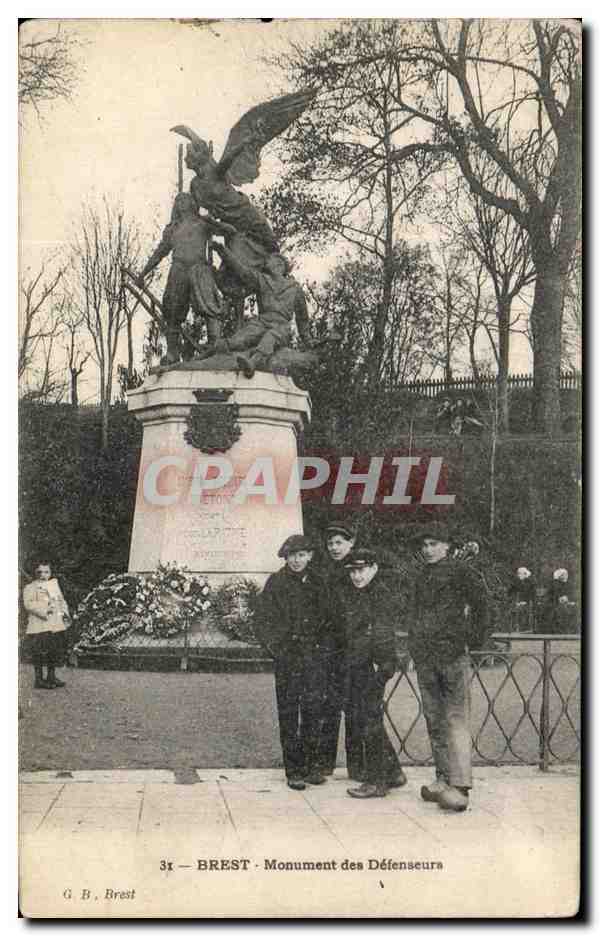 CPA Brest Monument Des Defenseurs Enfants Militaria
