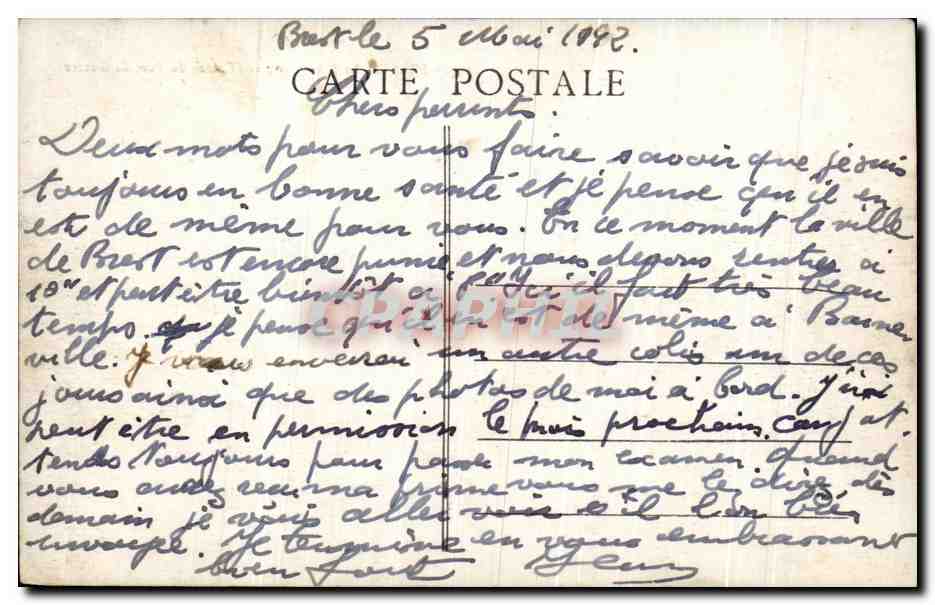 CPA Brest Le Semaphore et L Entree du Port De Guerre Bateau — Rückseite