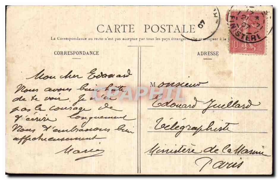 CPA Brest L Hotel De Ville — Rückseite