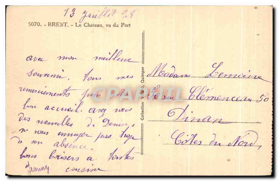 CPA Brest Le Chateau Vu Du Port Bateaux — Rückseite
