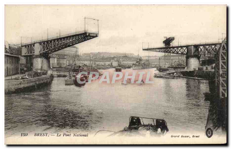 CPA Brest Le Pont National Bateaux
