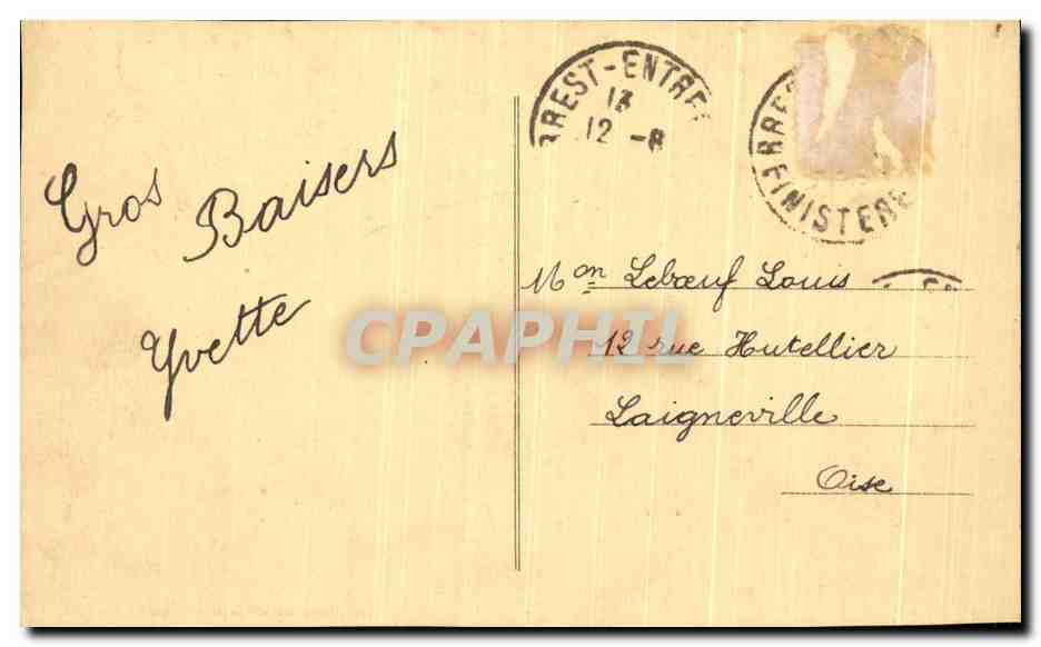 CPA Brest Le Monument American Et La Rade  — Rückseite