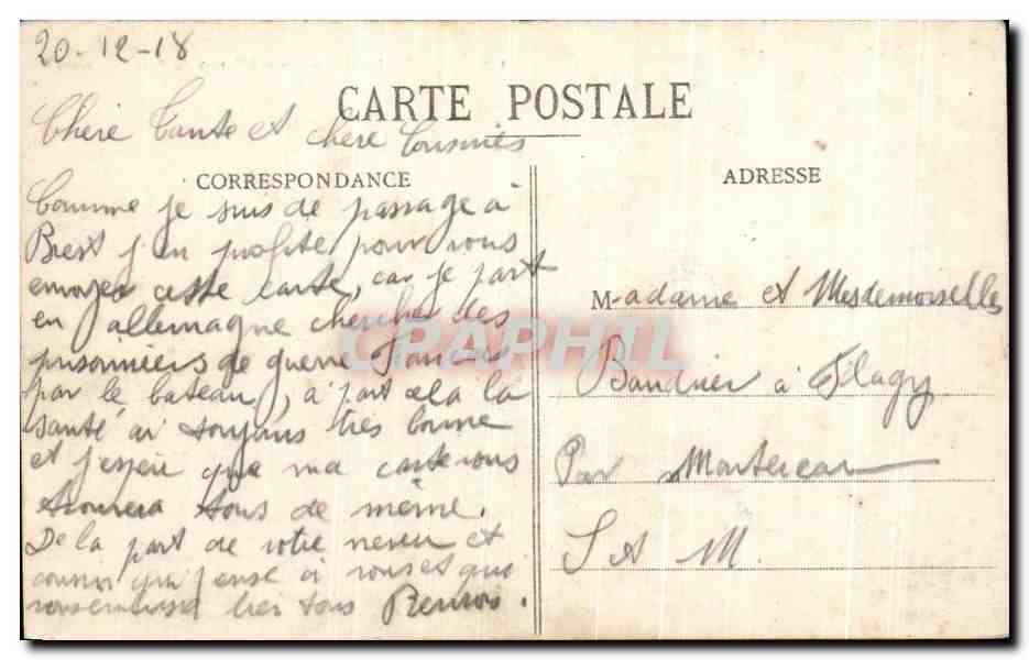 CPA Brest Le Semaphore et L Entree Du Pont De Guerre Bateau — Rückseite