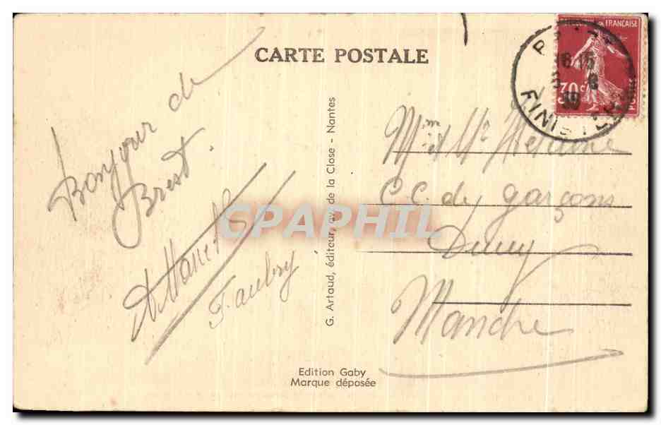 CPA Brest Le Chateau Et les Contre Torpilleurs Vus Du pont Natioanal Bateaux — Rückseite