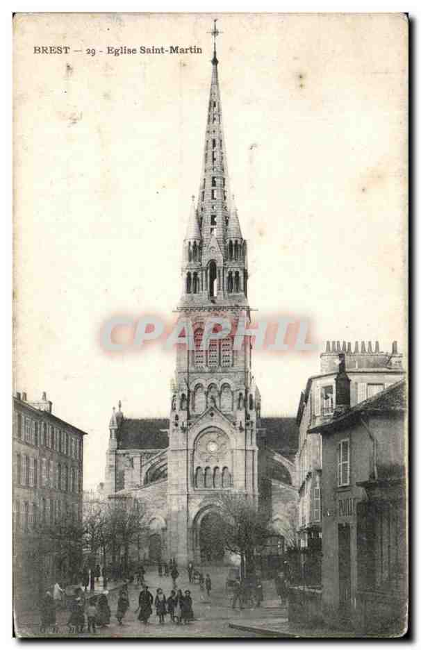 CPA Brest Eglise Saint Martin enfants