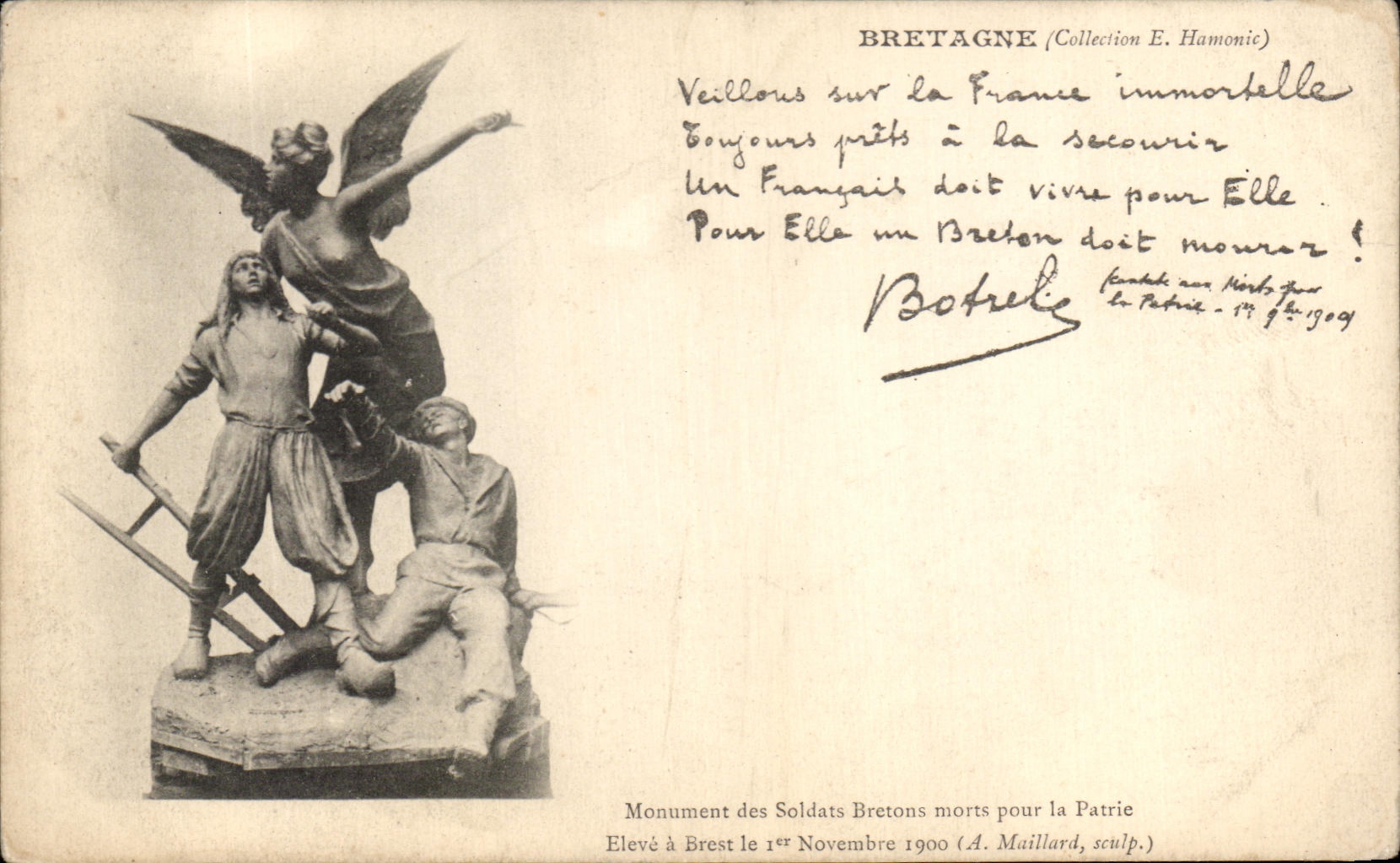 CPA Bretagne Monument des soldats bretons morts pour la patrie Brest Botrel