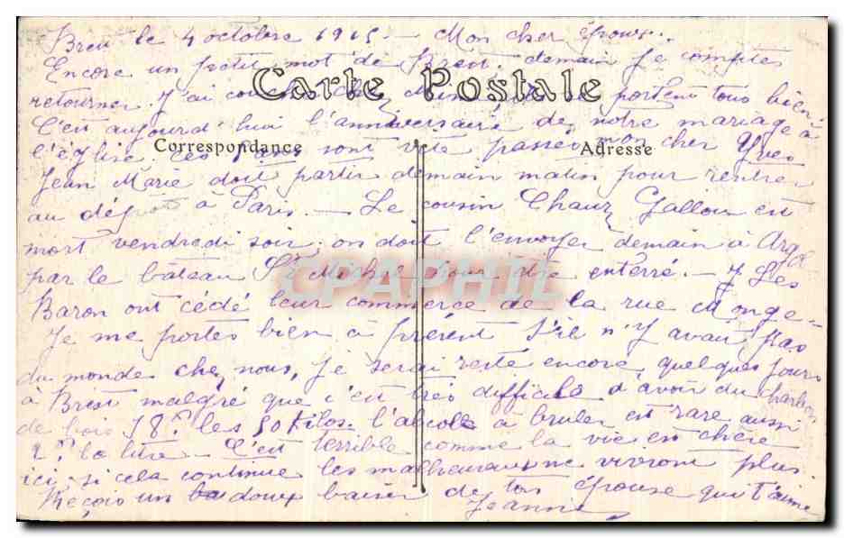 CPA Brest Le Cours Dajot Et Le Goulet  — Rückseite