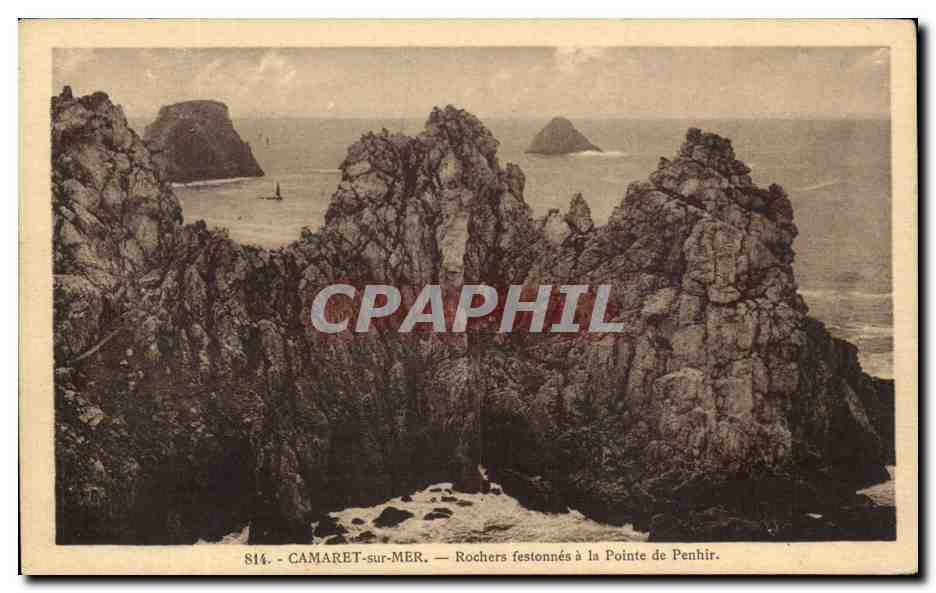 CPA Camaret Sur Mer Rochers Festonnes a la Pointe de Penhir
