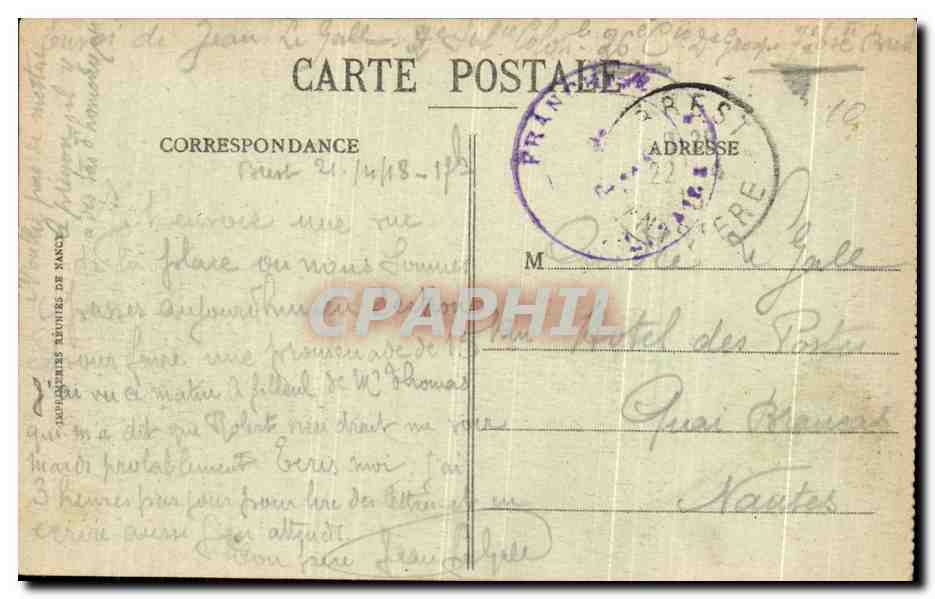 CPA Brest Le Champ de Bateille Et L Hotel de La Depeche  — Rückseite