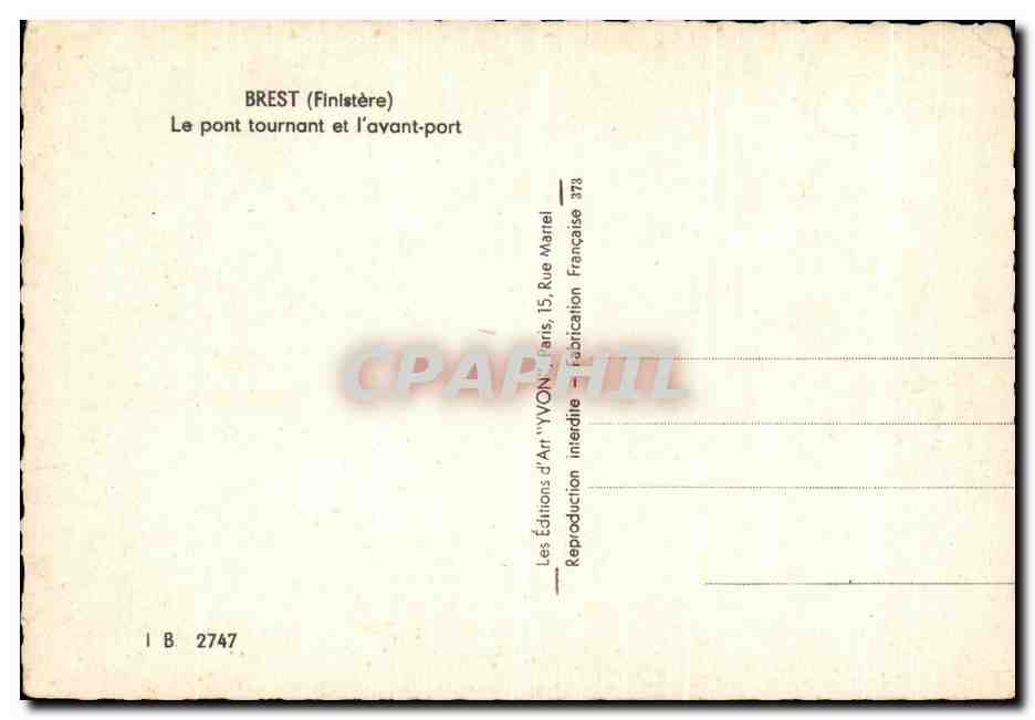 CPA Brest Le pont Tournant Et l avant Port Bateaux — Rückseite