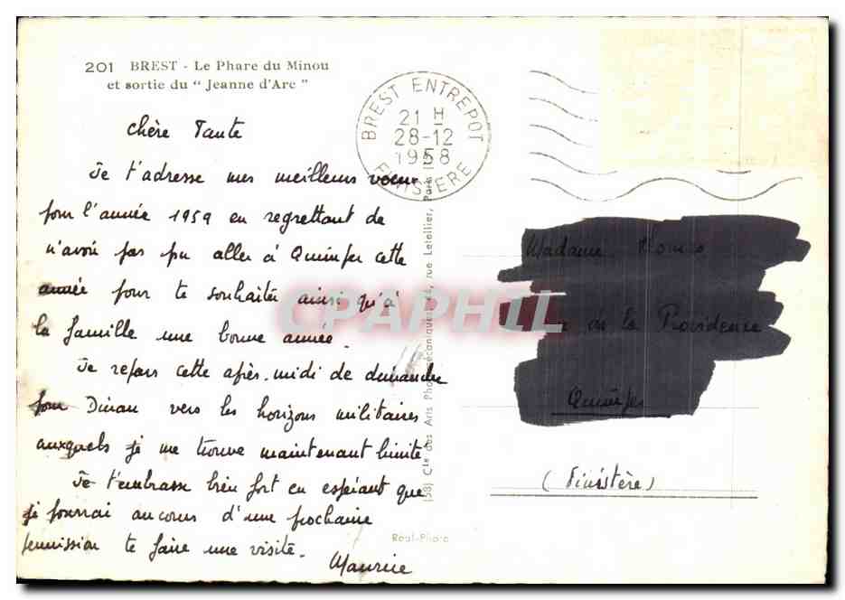 CPSM Brest Le Phare du Minou et sortie du Jeanne d arc Bateau — Rückseite