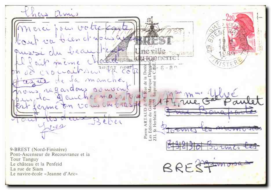Brest — Souvenir de BREST — Les Éditions du Galion — Verso