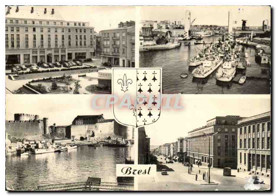 CPSM Brest Place de la Tour d Auvergne Pont de Recouvrance Prefecture maritime 