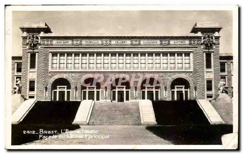 CPSM Brest L Ecole Navale Facade du batiment principal