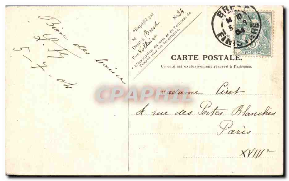 CPA Brest L Avant Port Le Chateau Bateau Voilier — Rückseite