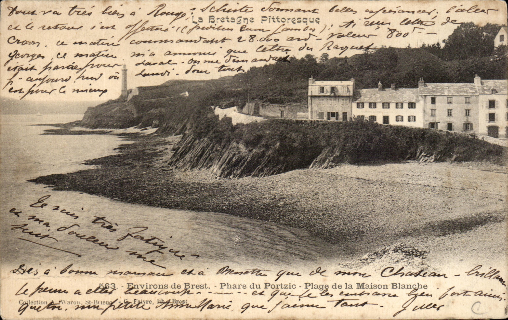 CPA Environs De Brest Phare du Portzic Plage de la maison blanche 