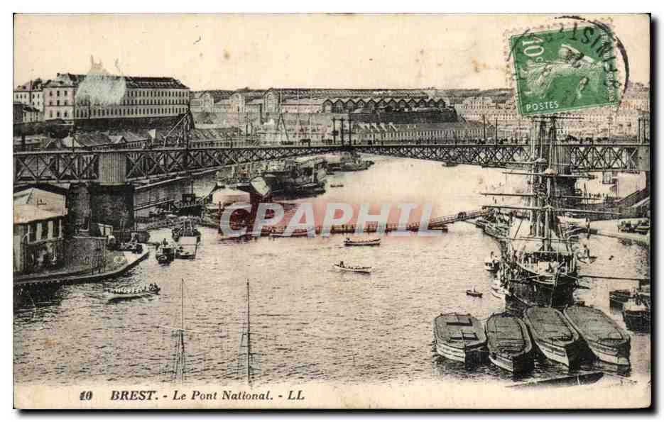 CPA Brest Le Pont National Bateaux