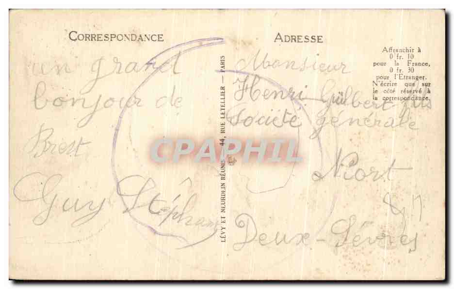 CPA Brest Le Pont National Bateaux — Rückseite