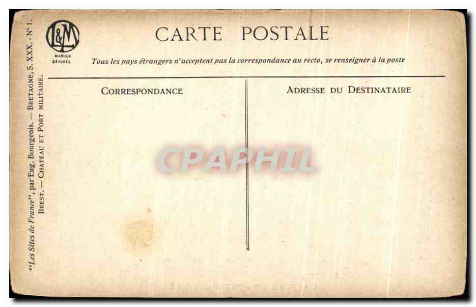 CPA Brest Chateau et port militaire Bateaux — Rückseite