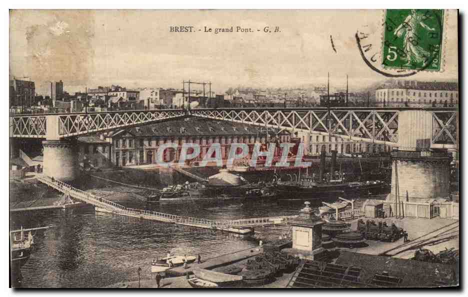 CPA Brest Le Grand Pont Bateaux