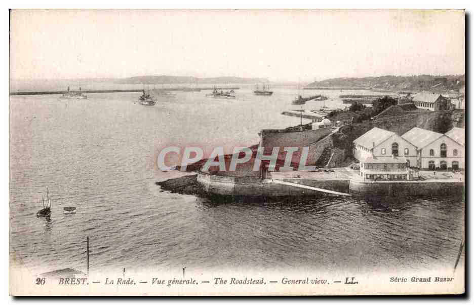 CPA Brest La Rade Vue Generale Bateaux