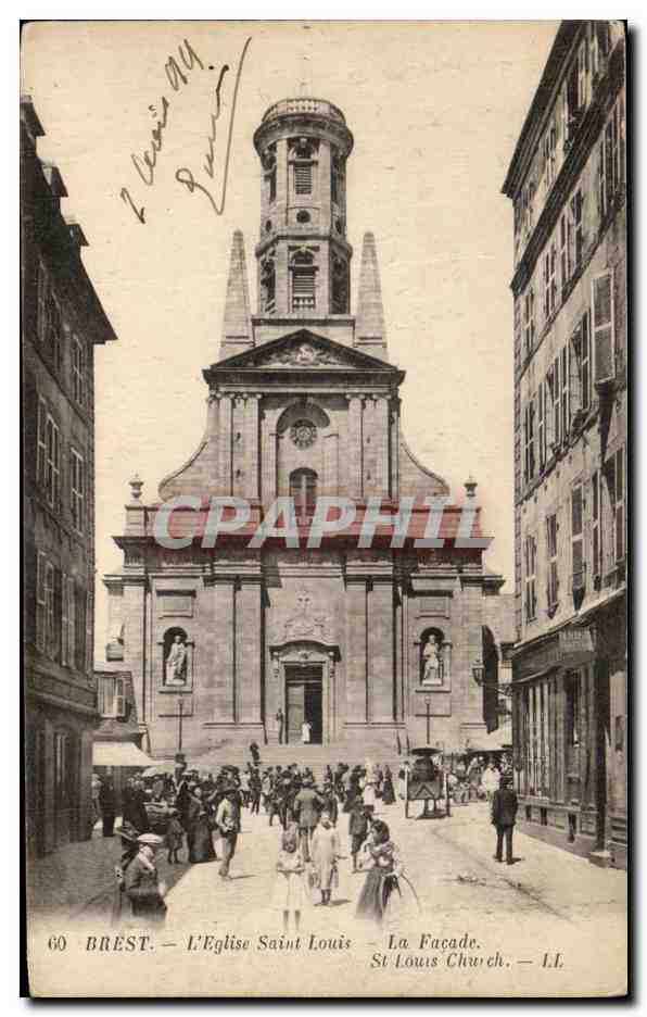 CPA Brest L Eglise Saint Louis La Facade Enfants