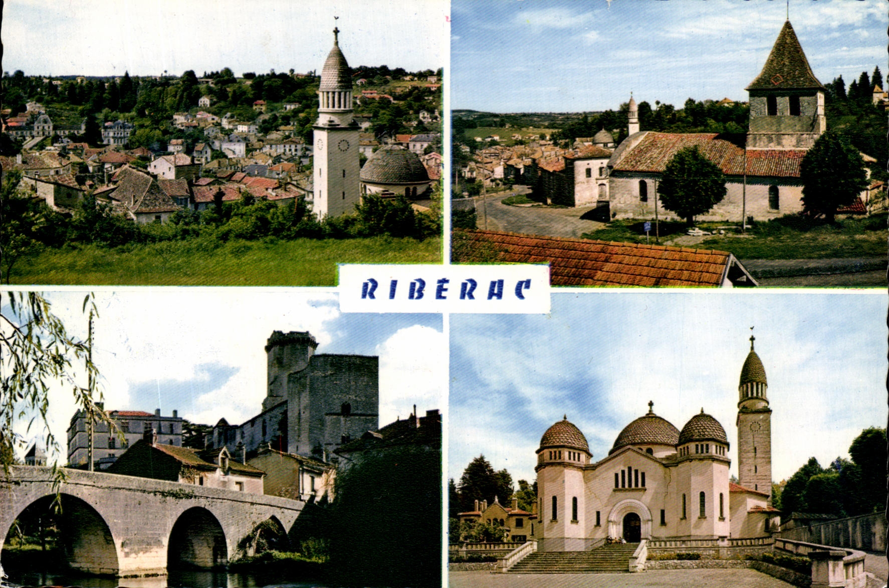 Riberac — vue générale, église, pont, église Sainte-Marie — Éditions Modernes & Théâtre de Verdure