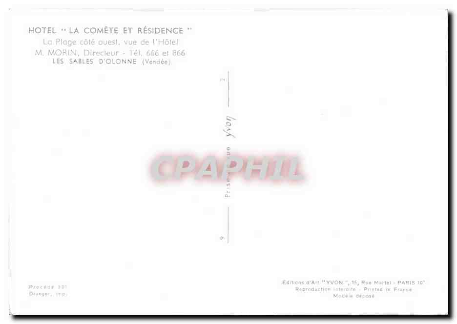 CPSM La Comete Et Residence La Plage Cote Vue L Hotel Les Sables D Olonne — Back
