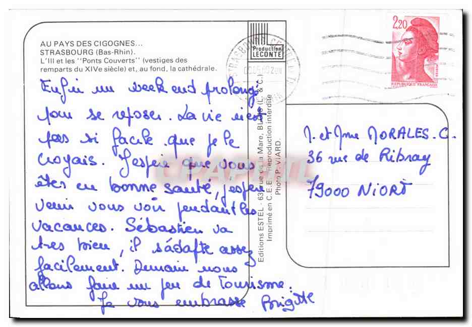 CPM Strasbourg L lle et les Ponts Couverts — Verso