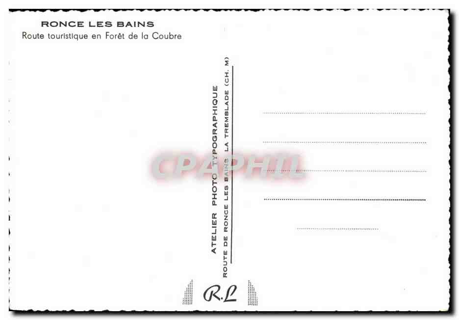 Route touristique en Forêt de la Coubre — Ronce les Bains — Atelier photographique R.L. — Verso
