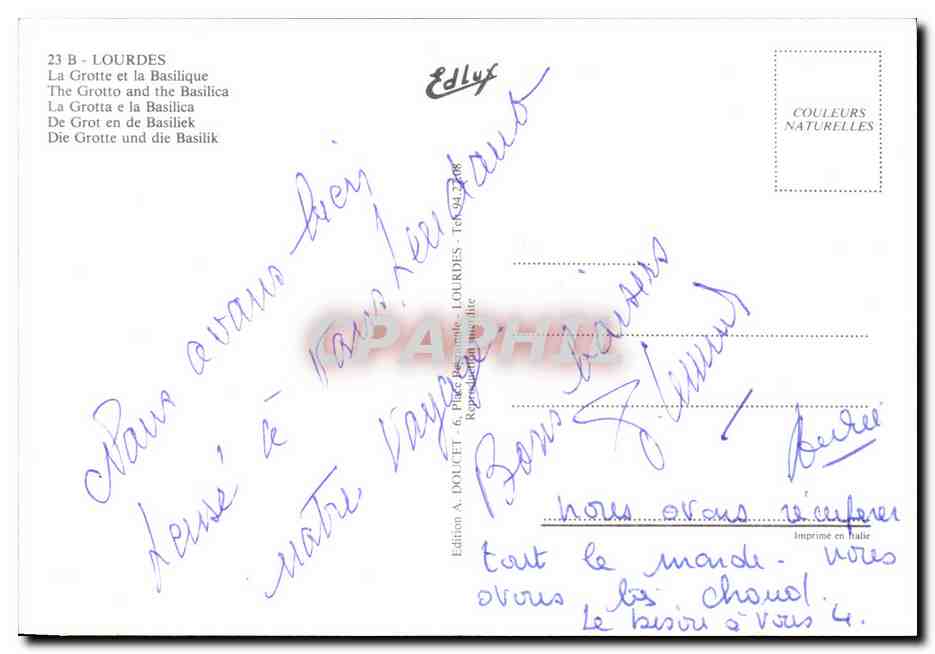 CPM Lourdes La grotte et la Basilique  — Verso