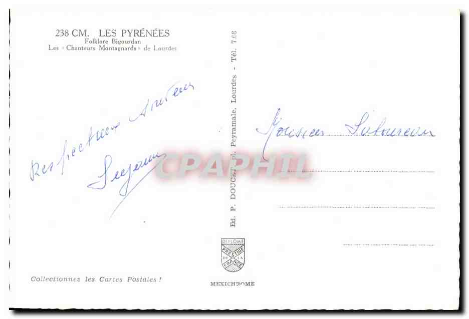 CPM Les pyrenees Folklore Bigourdan Les Chanteurs Montagnards Le Lourdes — Verso