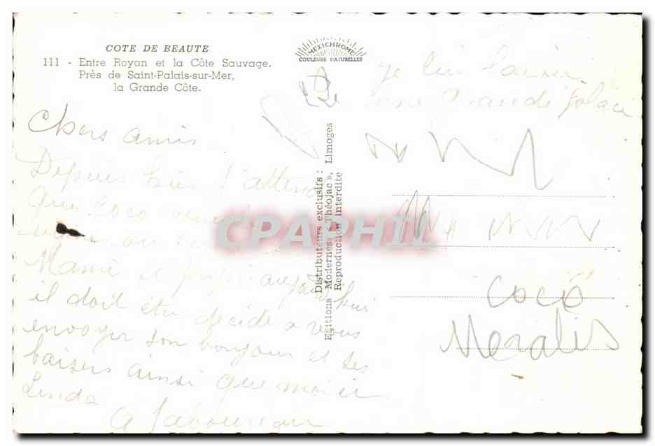 CPSM Royan Entre Royan et la Cote Sauvage Pres de Saint Palais sur Mer — Rückseite