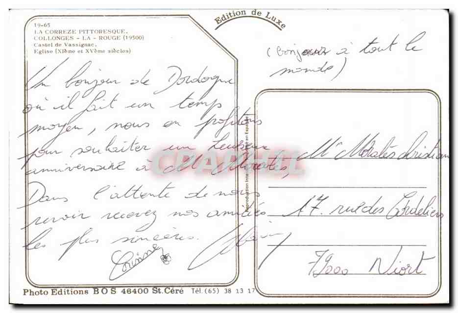 Château de Vassignac — Collonges-la-Rouge — Édition de Luxe — Verso