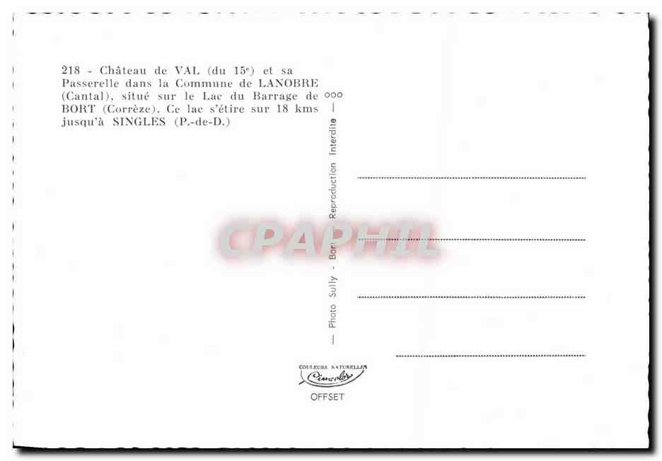 CPSM Chateau de Val Passerelle dans La Commune de Lanobre — Rückseite