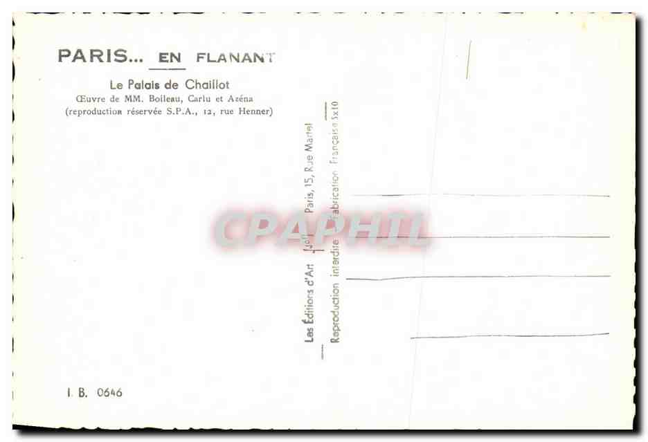 Palais de Chaillot — Paris — Éditions d'Art — Verso
