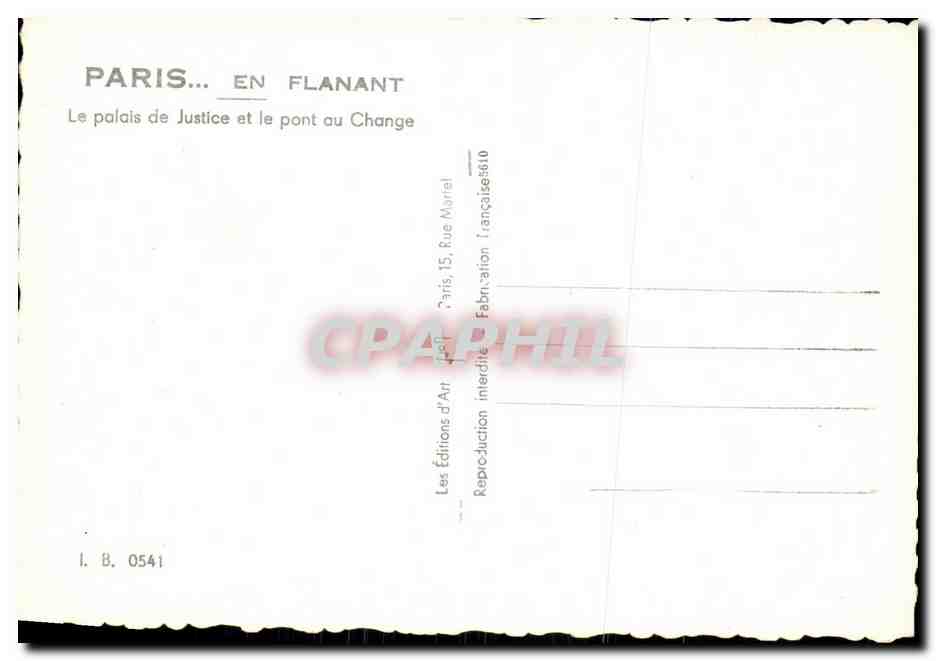 CPSM Paris Le Palais Justice et le Pont au Change — Rückseite