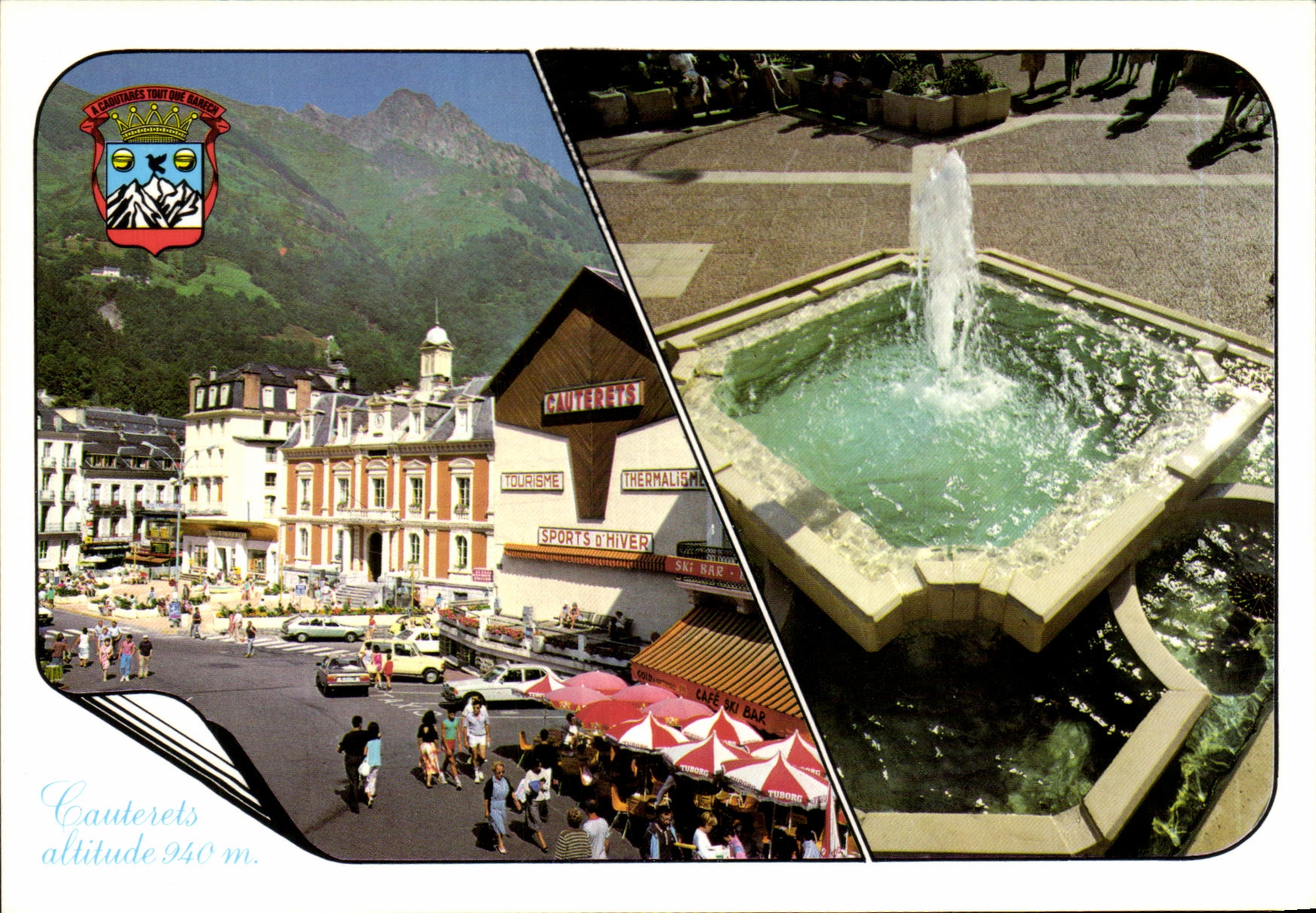 Cauterets — Panoramablick mit Brunnen — Éditions J. Masson