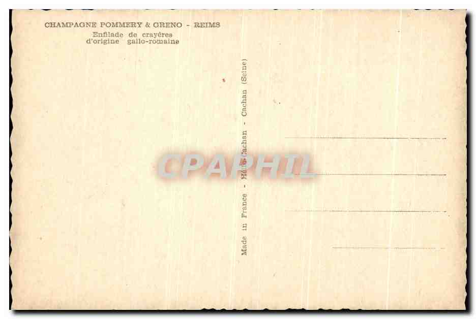 CPA Champagne Pommery Greno Reims Enfilade de Crayeres — Verso