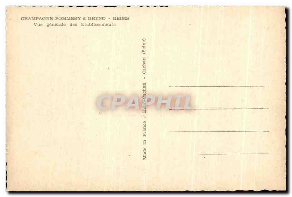 CPA Reims Champagne Pommery Greno Vue Generale des Etablissements — Rückseite