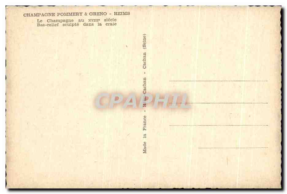 CPA Reims Champagne Pommery Greno Bas relief sculpte dans la craie — Verso