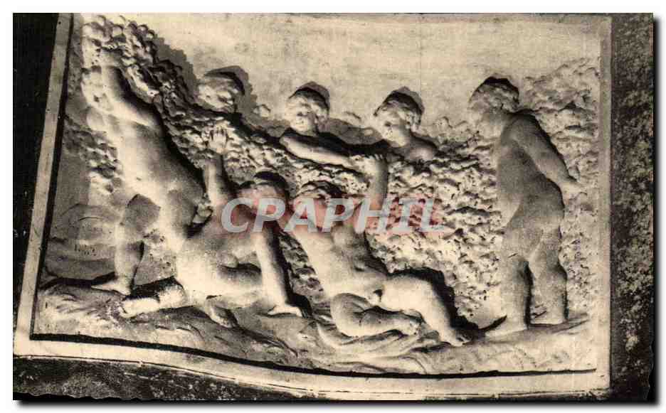 CPA Reims Champagne Pommery Greno Jeunes maraudeurs Bas relief sculpte dans la Crate