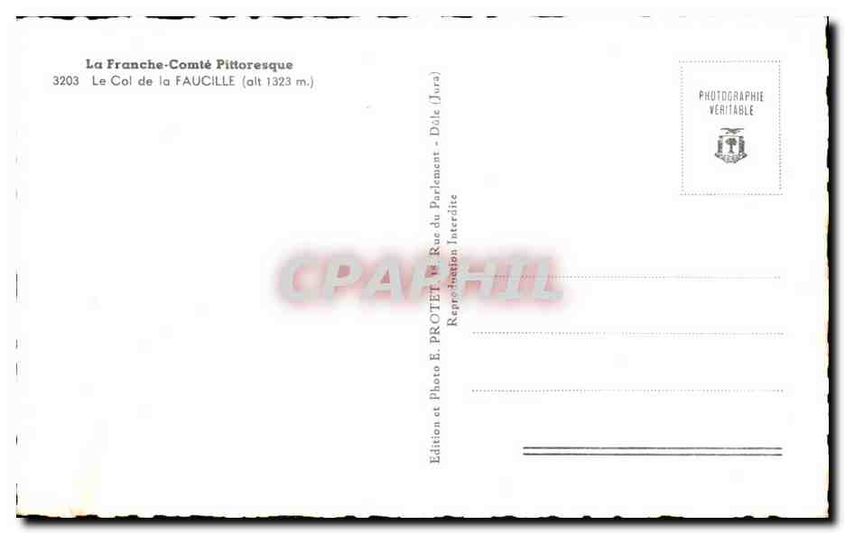 CPSM La France Comte Pittoresque Le Col de la Faucille Bureau des Douanes Francaises — Back