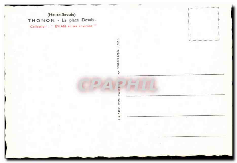 CPA Thonon La Place Desaix — Verso