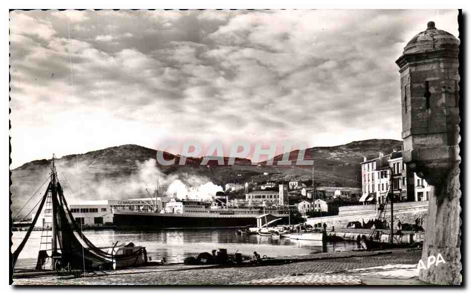 CPSM Port Vendres Vieux Port et Nouvelle Gare Maritime Paquebot Bateau
