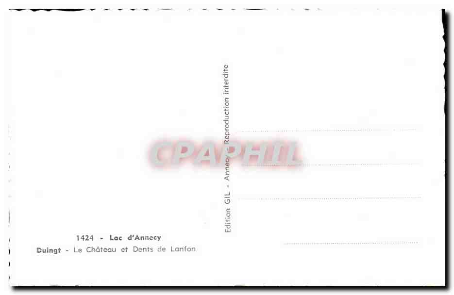 Lago de Annecy — Castillo y Dientes de Lanfon — Edición GIL — Reverso