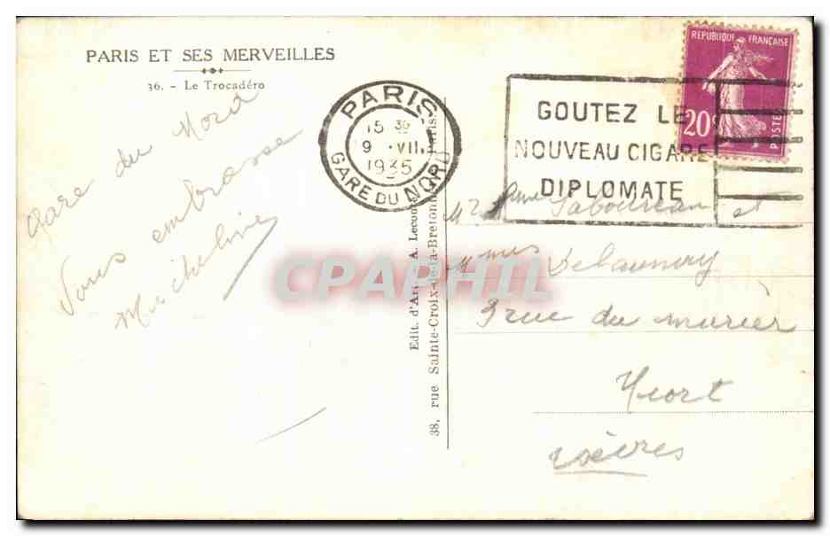 CPA Paris Et Ses Merveilles Le Trocadero — Verso