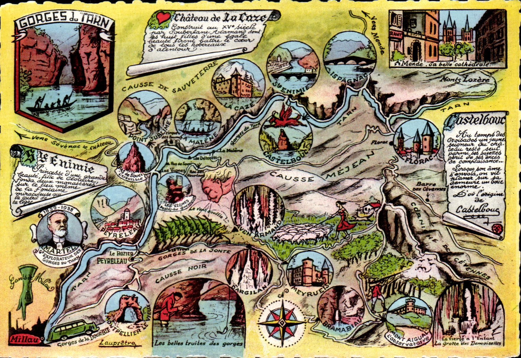 CPSM Carte Touristique des Gorges Du Tarn