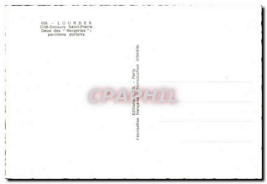 CPM Lourdes Cite Secours Saint Pierre Deux des Bergeries pavillons dortoirs — Verso